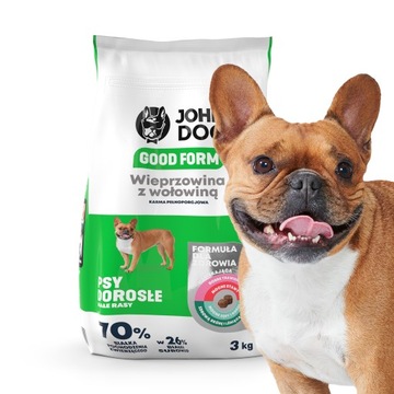 John Dog Good Form. Wieprzowina Z Wołowiną I Ryżem Małe Rasy 3Kg