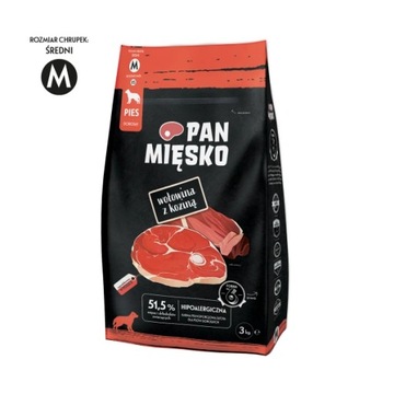 Pan Mięsko Karma sucha dla psa wołowina z koziną pies średni M 3 kg