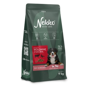 NEKKO GF Adult Średnie Duże Rasy Wołowina Kaczka Sucha Karma Dla Psa 9kg