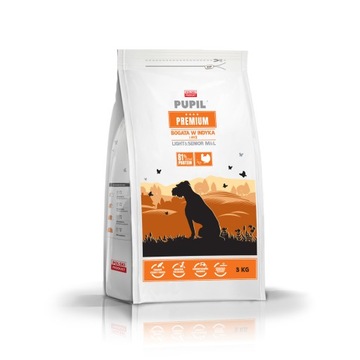 Karma sucha dla psa PUPIL FOODS Premium Light&Senior Medium&Large, bogata w indyka i ryż, 3 kg
