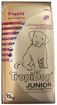 Tropidog Super Premium Junior Medium&Large Turkey&Salmon&Eggs 15 kg