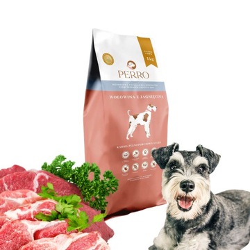 PERRO Karma sucha dla psa Wołowina z jagnięciną średnie duże rasy 1KG