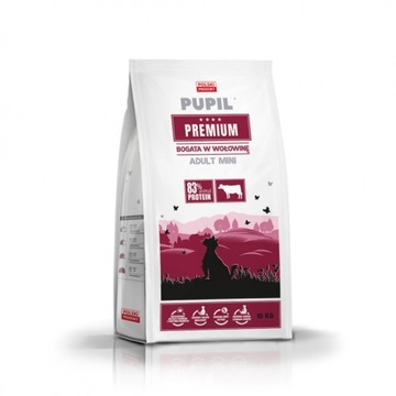 Karma sucha dla psa PUPIL FOODS Premium Adult Mini, bogata w wołowinę, 10 kg