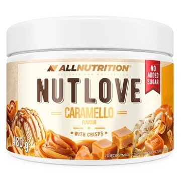 Krem Karmelowy Allnutrition Nutlove Caramello 480g z Chrupkami Ryżowymi Bez