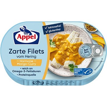 Appel Filety Śledziowe w Sosie Mango Curry 200g Ryba Bez Laktozy Glutenu