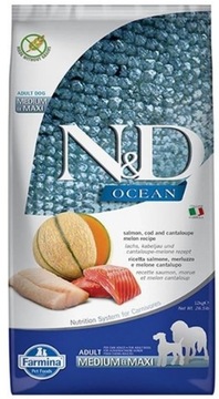 N&D OCEAN DOG SALMON,COD&CANTALOUPE MELON MEDIUM MAXI 12kg