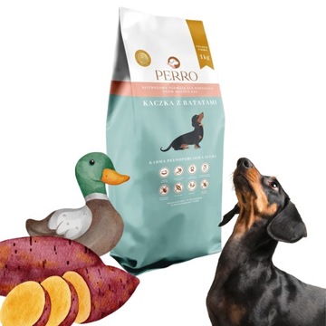 PERRO Karma sucha dla psa Kaczka z batatami dla psów małych ras 1KG