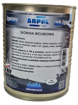 Słonina wojskowa 770 g Konserwa Arpol Duża Pucha
