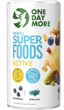 One Day More Musli bez cukru banan i spirulina 480g Tuba