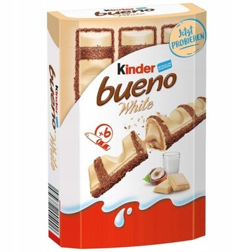 Kinder Bueno White Batoniki Biała Czekolada 6 szt 117g Niemcy