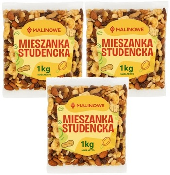 Zestaw Mieszanka Studencka 3x1kg Orzechowo Bakaliowa Naturalna Premium