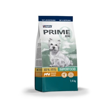Karma sucha dla psa PUPIL FOODS Prime Quality Mini, bogata w kurczaka z wołowiną 1,4 kg