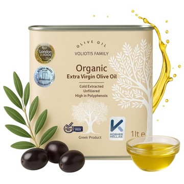 Voliotis Family Organic Extra Virgin Olive 1L Z Ekologicznych Upraw Oiliwek