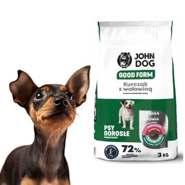 John Dog Good Form Kurczak Z Wołowiną Dorosłe Małe Rasy 3Kg