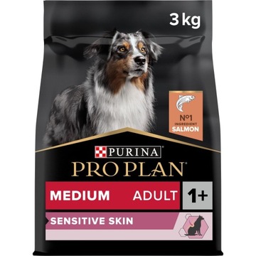Purina Pro Plan Dog sucha karma dla psa, wrażliwa skin, z optyką, bogactwo łososia, średni Adult, worek, 3 kg 12272211
