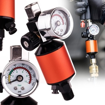 Reduktor Ciśnienia Manometr Odwadniacz Pistoletu Lakierniczego Króciec 1/4