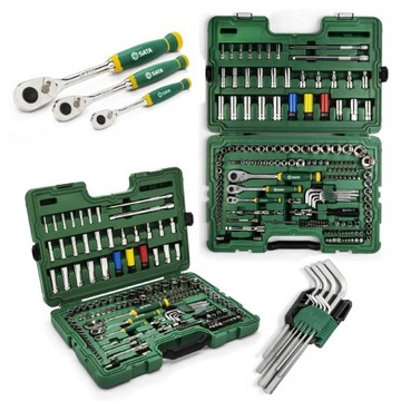 Zestaw Kluczy Nasadowych z Grzechotką 1/4 1/2 3/8 180 Szt. ST09546G Sata