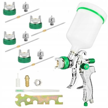 Rosfix Pistolet Lakierniczy 4X Dysza Hvlp 1.4 1.7 2.0 2.5 Zestaw Malarski Zbiornik