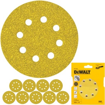 Dewalt Papier ścierny na rzep krążek arkusz 125mm P320 10szt komplet DT3108
