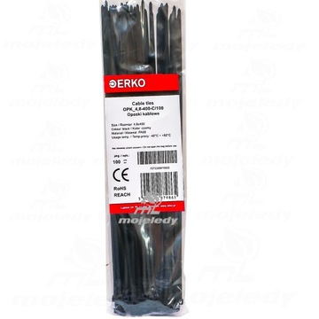 Erko opaska zaciskowa czarna Opk 400 4,8 100szt Opk 4,8/400