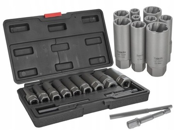 Tvardy Zestaw długich nasadek do urwanych śrub 11 el. 6-19mm Cr-mo