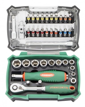 Jonnesway Bity Nasadki Z Grzechotką 1/4 Zestaw 38s
