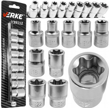 Klucze Nasadowe Torx E10-24 Nasadki Zestaw Nasadek