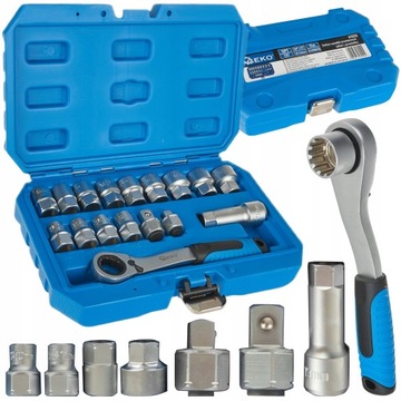 Geko Zestaw Nasadek Przelotowych Spline 10-24MM 17EL. Crv G13552