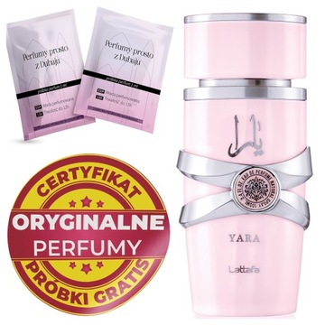 Perfumy Na Walentynki Lattafa Yara Oryginalne 100ml Próbki Certyfikat