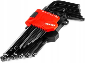 Klucze Imbusowe Z Kulką Długie Imbusy Zestaw Crv Czarne Z Organizerem 13SZT