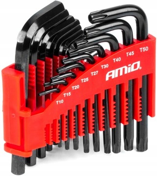 Zestaw Kluczy Klucze Imbusowe Torx Hex Stalowe Czarne 22 Sztuki Organizer