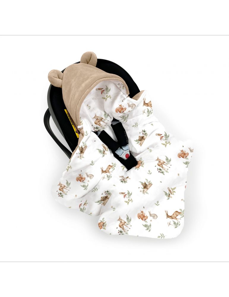 Lulumi Kocyk do fotelika bambusowy 5-punktowy Woodland Story beż