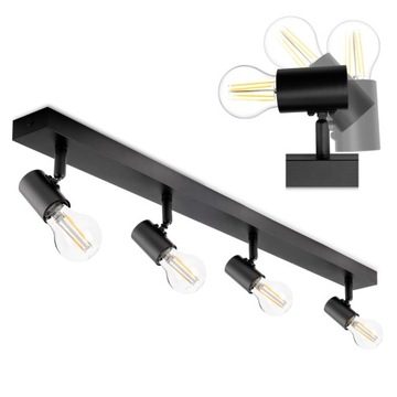 Lampa Sufitowa Szyna Żarówka 4x E27 Wisząca Listwa Regulowana Oprawa Loft