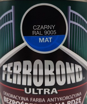 Ferrobond Ultra czarny Mat 0,7L Ral 9005 farba antykorozyjna na rdzę
