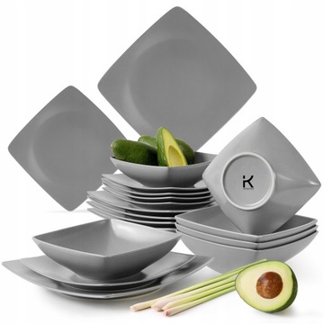 Serwis Obiadowy Zestaw Na 6 osób 18 el. Szary Mat Epiri Konsimo