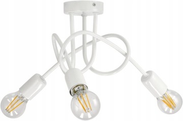 Lampa kręcona żyrandol loft edison 3x E27 biała