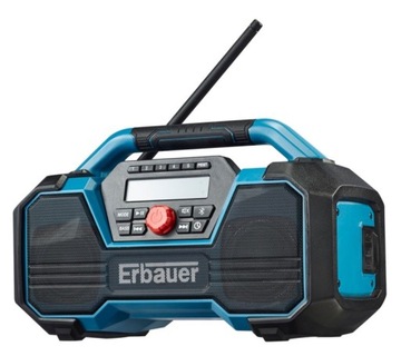 Erbauer Radio warsztatowe akumulatorowe Bluetooth Dab Aux 18V 230V