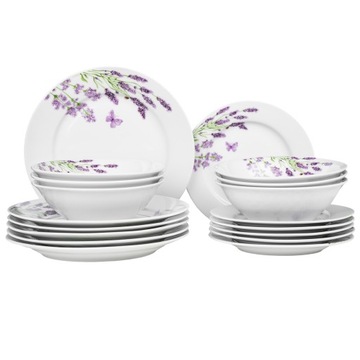 Serwis Komplet Obiadowy Talerze Białe Zastawa Porcelanowa Na 6 Osób 18 El