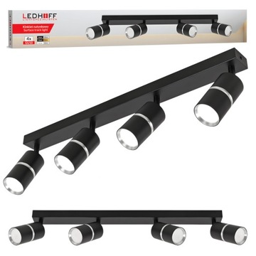 Lampa sufitowa Led szyna Spot oprawa halogenowa 4x GU10 Tuba Czarna srebrna