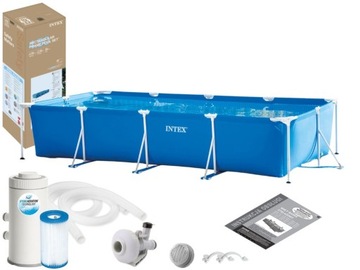 Intex Basen Prostokątny Ogrodowy Stelażowy 450x220x84 z pompą Model 2026