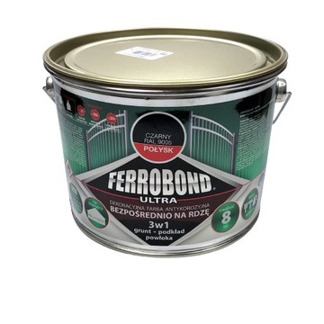 Farba antykorozyjna na rdzę 3w1 Ferrobond Ultra RAL9005 Czarny połysk 2,5 L