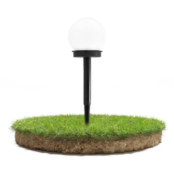 Berge Lampa Solarna Ogrodowa Wbijana Led Kula Biała 10cm Wodoszczelna IP44