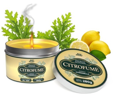 Świeca Zapachowa Sojowa 280G Z Olejkiem Citronella 3% No Pest 40H Palenia