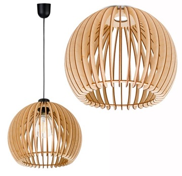 Lampa wisząca zwis żyrandol sufitowa Loft klosz XL kula 36 Drewno na 1x e27