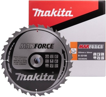 Makita Tarcza Piła do cięcia drewna 355x30mm 24 Zębów Makforce B-32188