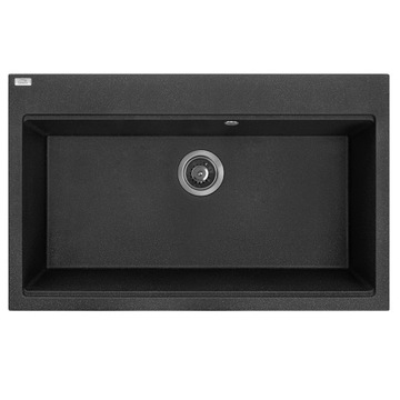 Laveo Zlewozmywak Jednokomorowy Granitowy Czarny Tau zlew kuchenny głęboki 80x50