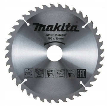 Makita tarcza 190x30 40Z do drewna D-64967