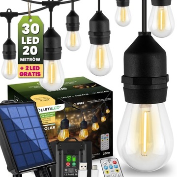Lumiled Girlanda Solarna Ogrodowa 10M 15LED E27 Pilot +2 Led