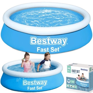 Bestway Basen Ogrodowy Okrągły Dmuchany dla Dzieci 183x51 cm 57392