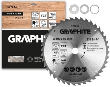 Graphite Tarcza widiowa do pilarki cięcia drewna 315mm x 30 25,4 20 16 40z